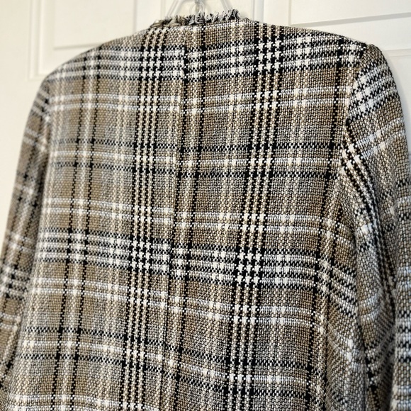 ZARA Tweed Frayed Plaid Blazer Cropped XS - Picture 10 of 16